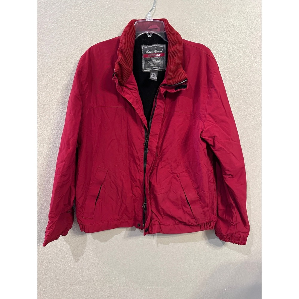 Eddie Bauer WeatherEdge Jacket Full Zip Windbreaker Red‎ L